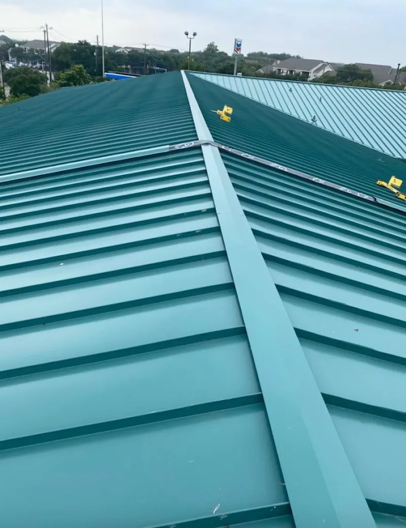 Green commercial metal roof ridge and valley for Metal Roof Repair in Lower